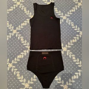 Marine Serre Black Tank Top + Briefs Set